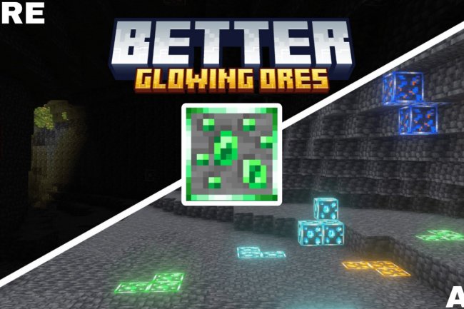 Better Glowing Ores Texture Pack for Minecraft Bedrock