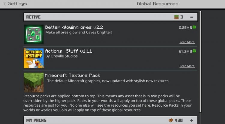 Better Glowing Ores Texture Pack for Minecraft Bedrock
