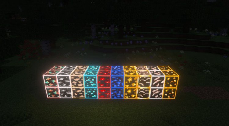 Radiant Glowing Ores Texture Pack | Minecraft Bedrock