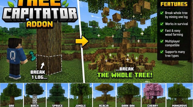 Best Minecraft addons 2026: Advanced Tree Capitator for MCPE