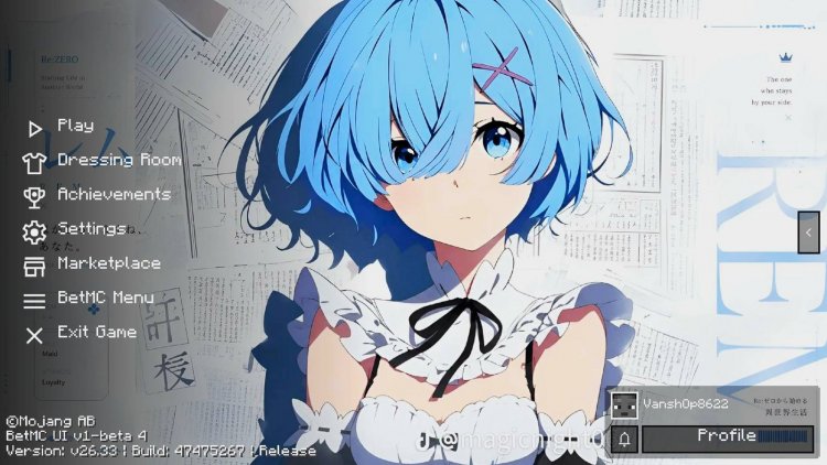 Rem UI Re:Zero Anime Girl Texture Pack for Bedrock