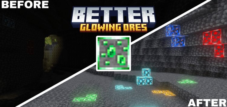 Better Glowing Ores Texture Pack for Minecraft Bedrock